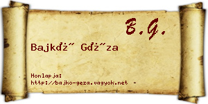 Bajkó Géza névjegykártya