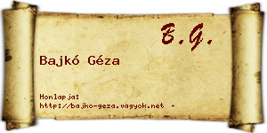 Bajkó Géza névjegykártya